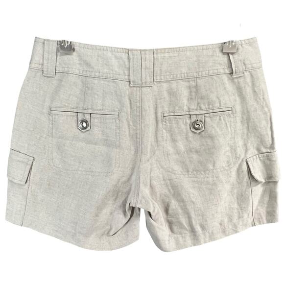 INC Beach Linen Cargo Shorts Womens 2 Beige Utility Casual Resort Travel Pockets - Picture 4 of 13
